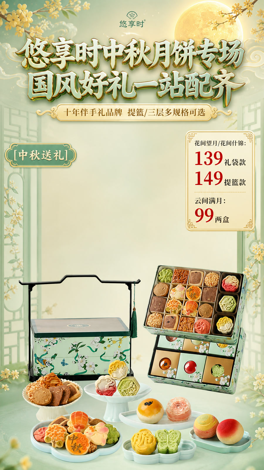 食品礼赠直播间贴片:中秋月饼 · 初版方案